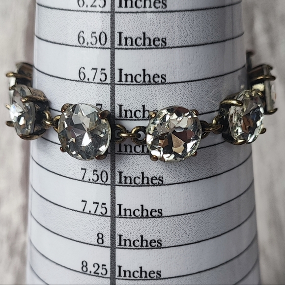 Round Faceted Prong Set Clear Rhinestone Oxidized Brass Color Setting Bracelet - Picture 4 of 14